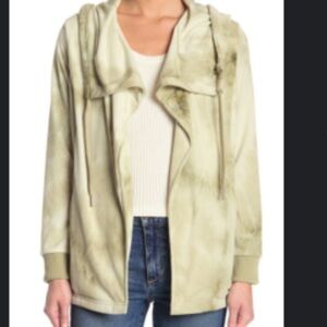 Bagatelle french terry draped olive tie dye jacket